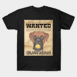 funny Cute Boxer Dog Wanted Poster T-Shirt